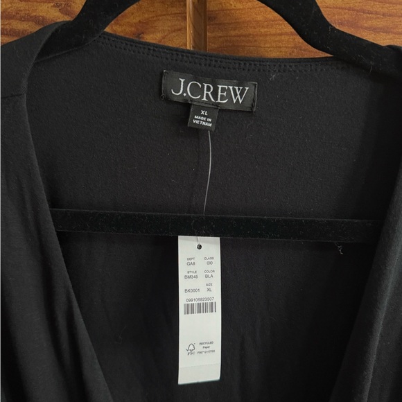 J. Crew Black Wrap Top with Red Plaid Waist Tie - Picture 2 of 10